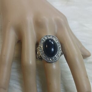 Paparazzi Silver Ring with Black Stone Strech
